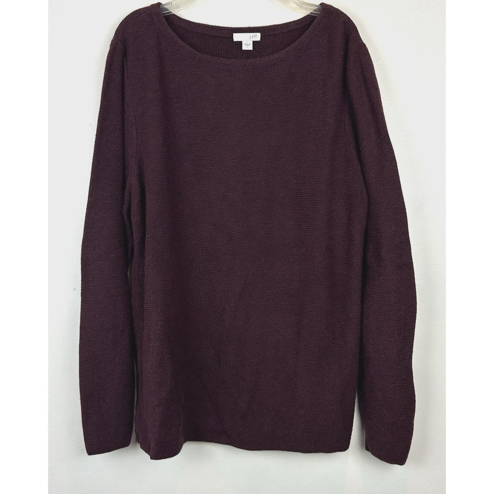J Jill Sweater Womens Large Plum Burgundy Cotton Blend Side Zip Detail Casual